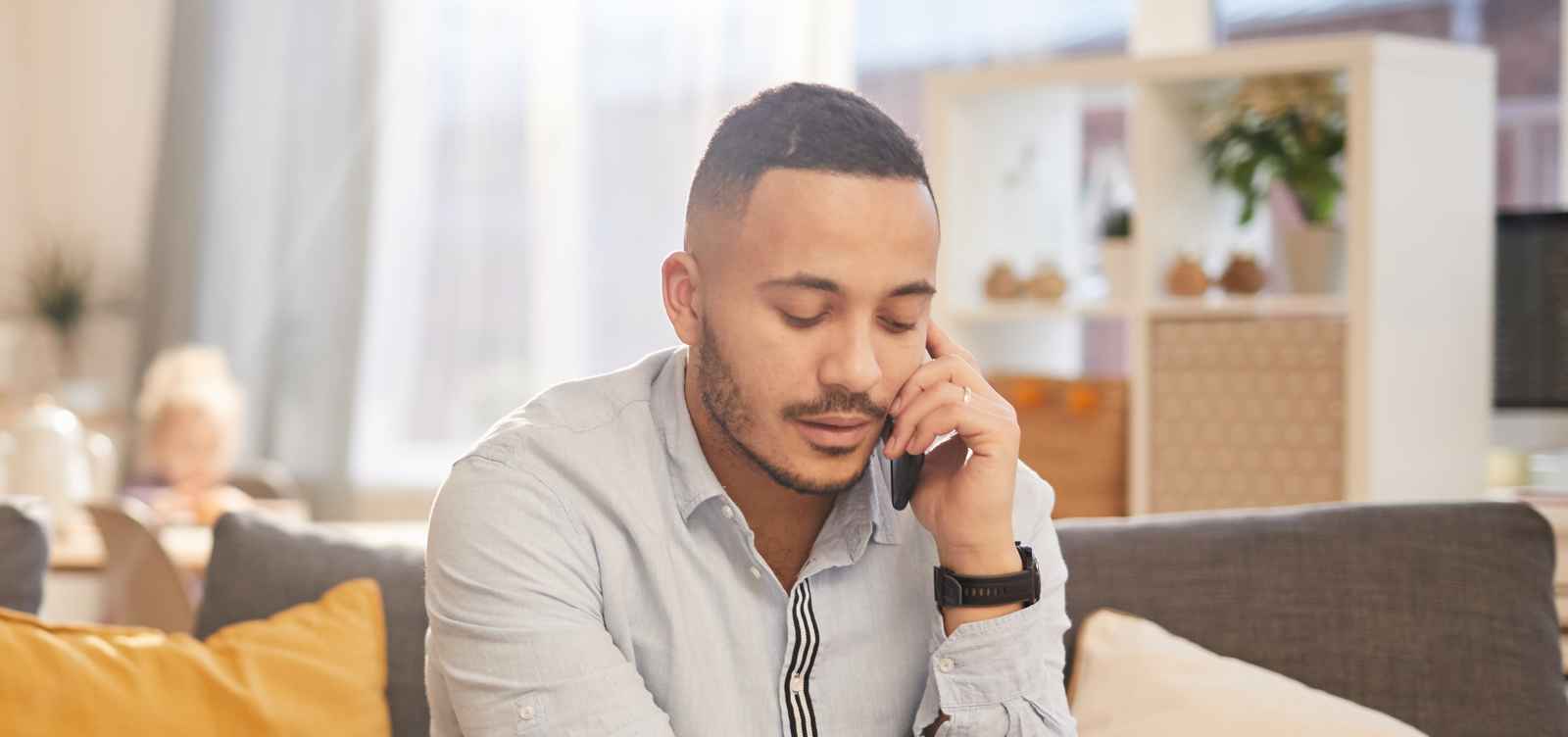Man on phone counselling