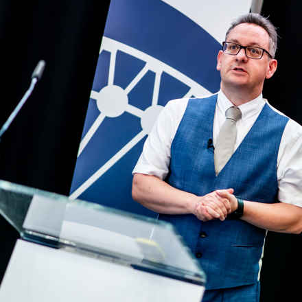 David Kavanagh giving talk