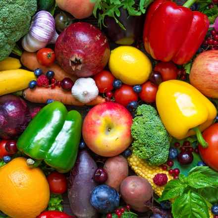 Colourful fruit and vegetables