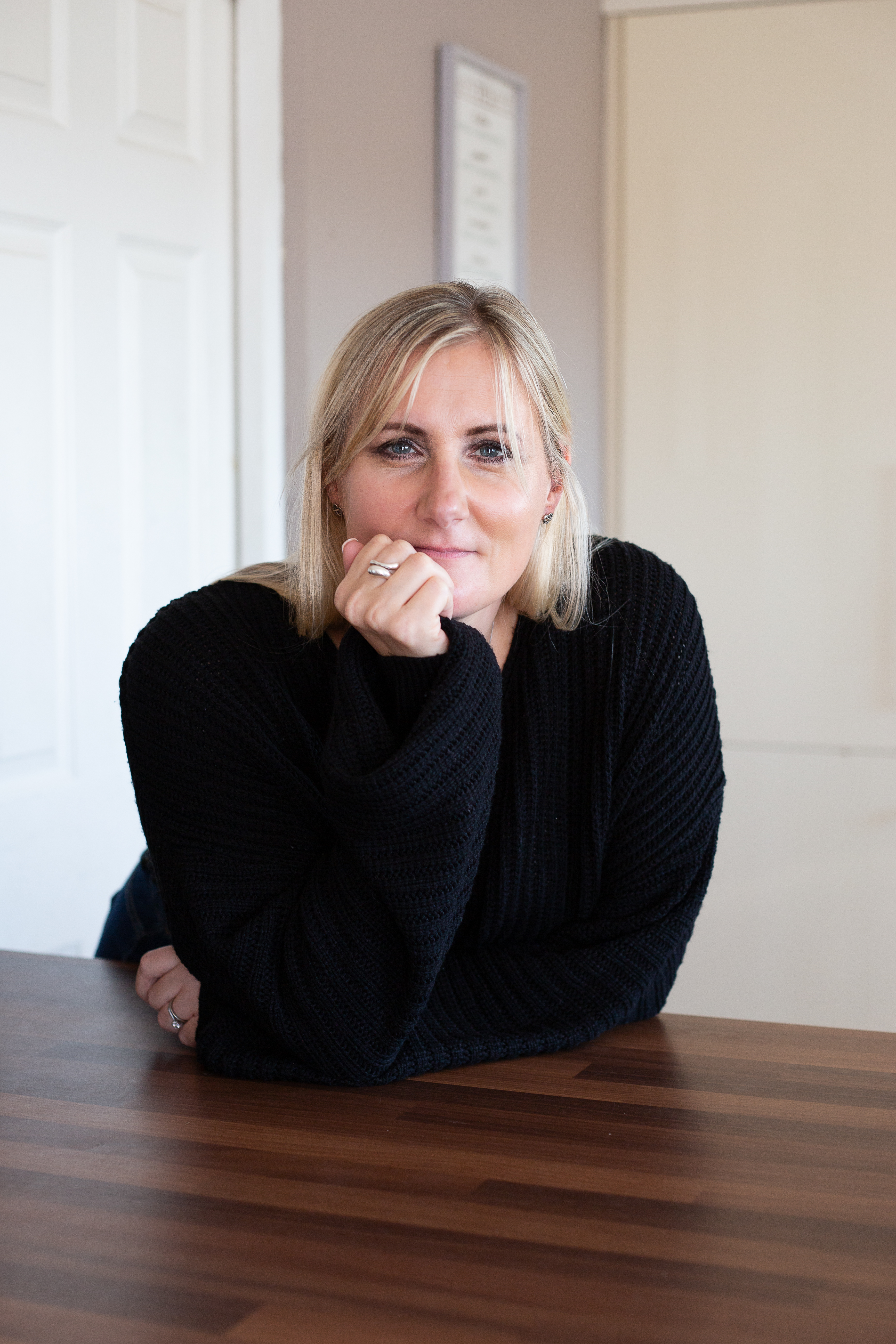 Sian looking straight into the camera