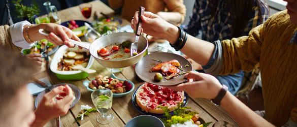 Food on table of various dishes